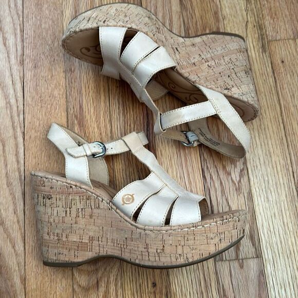 Born Nude Platform Wedges Leather Women Size 10 - Picture 1 of 13